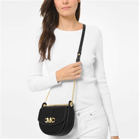 Izzy Small Pebbled Leather Saddle Crossbody Bag 